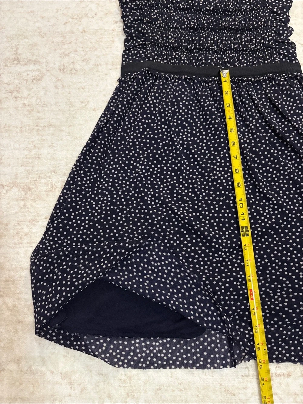 ANTHRO X POSTMARK M Swiss Dot Ruched Stretch Polka Dot Dress